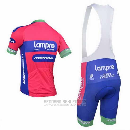 2013 Fahrradbekleidung Lampre Merida Rosa und Azurblau Trikot Kurzarm und Tragerhose